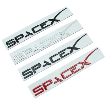 3D do Carro de Metal Tronco Adesivo Emblema Estilo de Letra SpaceX para o Tesla Model 3 S X Roadster Carro Fender Lado Adesivos Acessórios