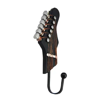 3pcs Moda Guitarra em Forma de Ganchos da Veste Decorativos Rack de Roupas Teclas de Ganchos de Metal Resina Ganchos de Parede Bengaleiro Decoração