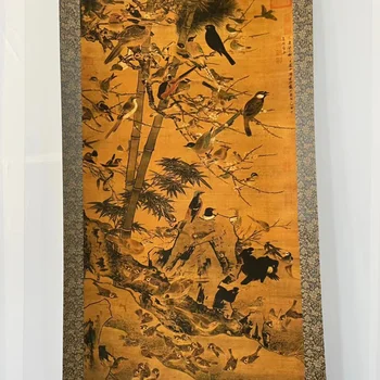 Antigos Chineses pintados à mão, tempo de deslocamento,aves
