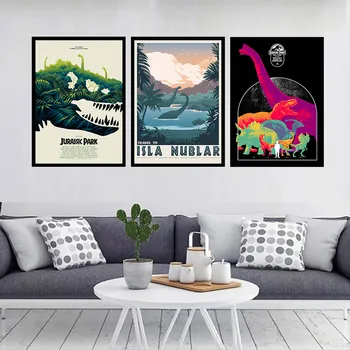 Filme Jurassic Park Branco Revestido de Papel de Cartazes, Pintura de Parede Impresso Casa Decoração Quarto de Arte de Parede adesivo de Parede