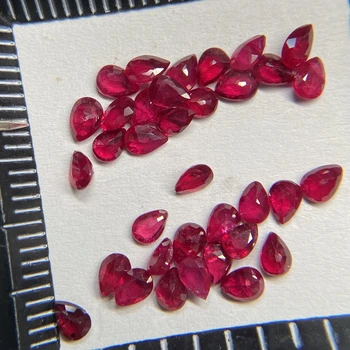 Meisidian Uma Qualidade De Pêra Cortada 2.5x3.5mm 100% Natural Africano Pombo Sangue Vermelho Rubi pedra preciosa