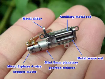 Mini Micro 5mm Precioso Planetários de Engrenagens Engrenagem do Motor de Passo 2-fase 4-fio Iinear Parafuso Deslizante Bloco Telescópica Porca