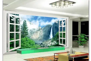 Personalizado 3d papel de parede tv 3d papel de parede murais país das Maravilhas cachoeira paisagem paisagem fora da janela 3 d TV de definição de parede