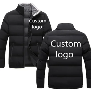 Pode logotipo personalizado de impressão Harajuku grossa homens sportswear masculino inverno casaco quente de Alta qualidade de lã stand-gola de casaco de neve