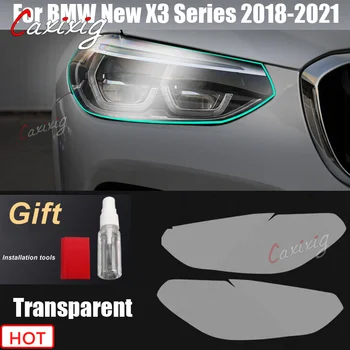 TPU Faróis de Cinema Para o Novo BMW X3 2018-2020 Estilo Carro Enegrecida Frente a Lâmpada de Luz de Proteção Adesivo Modificado Acessórios 2Pcs