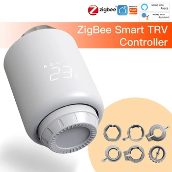 Tuya Zigbee Smart TRV Controlador de Temperatura de Plástico Termostática Válvula do Radiador Para a página Inicial do Google Yandex Alic Controle de Voz