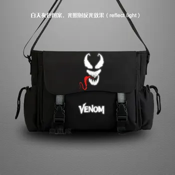 venom messenger bag Casual refletir a luz de Anime cosplay aluno tampa bolsa de ombro para homens adolescentes